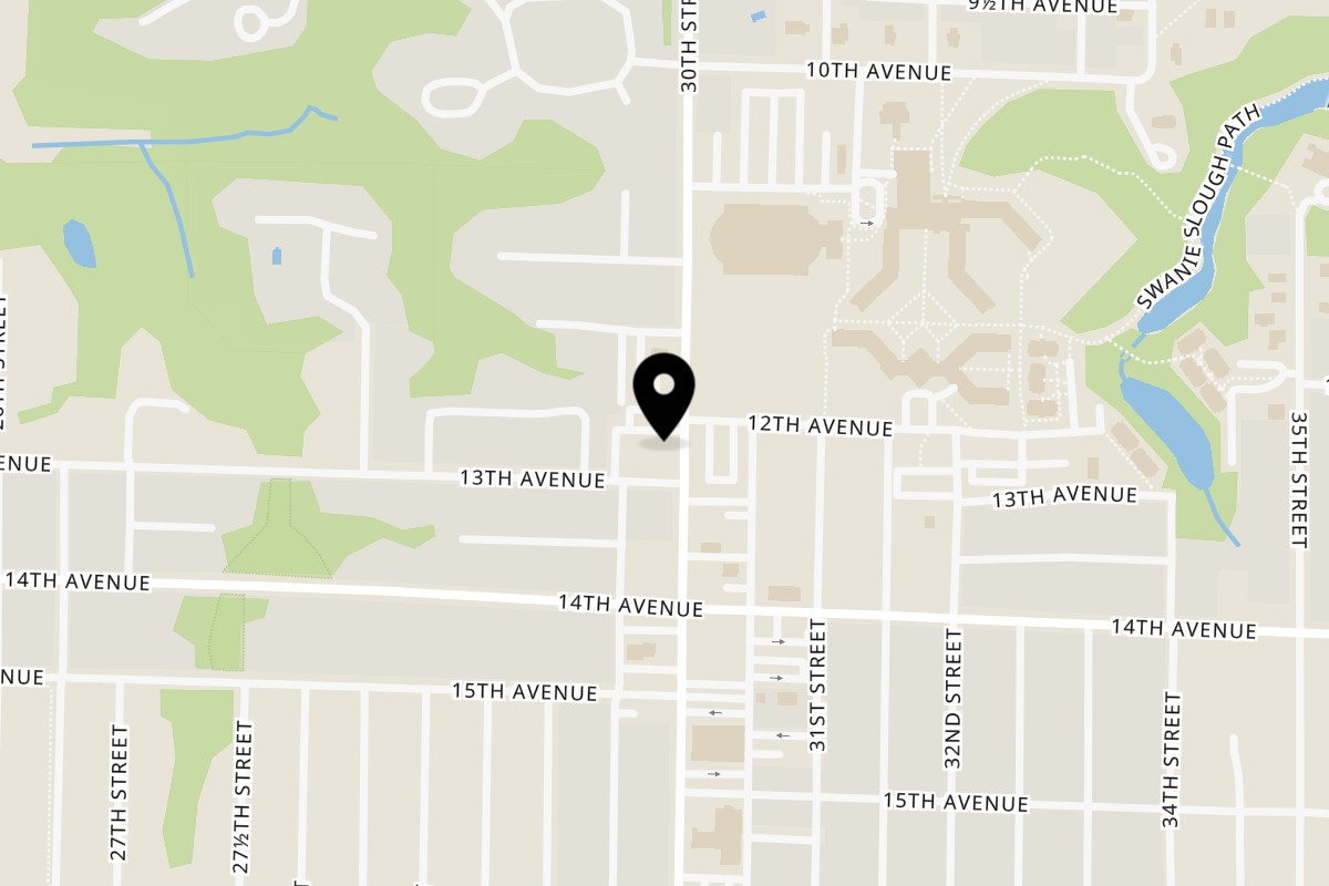 Map showing the location of Chevin's Kitchen and Catering on 1226 30th St in Rock Island
